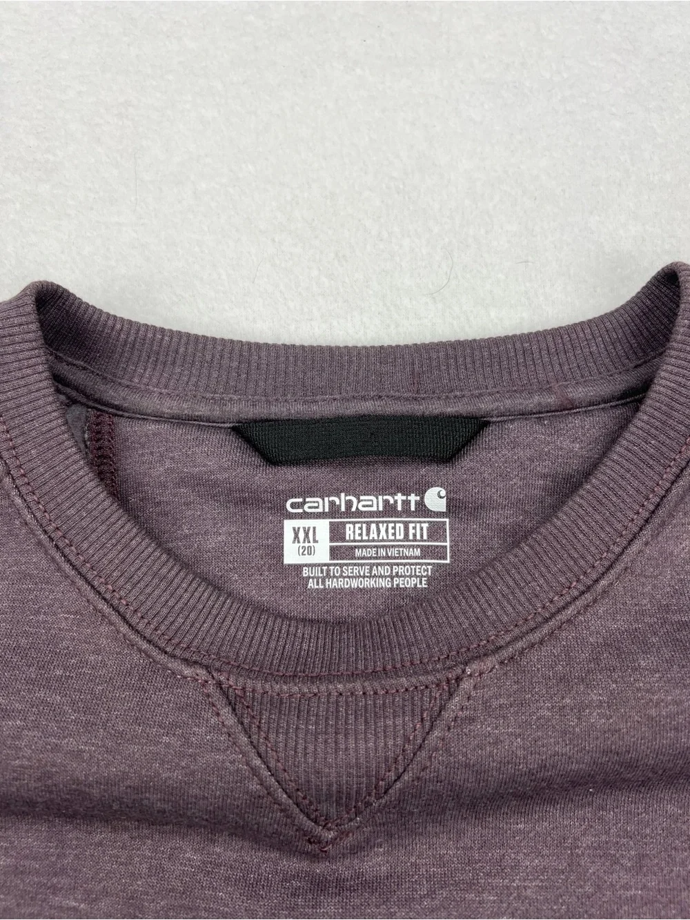 Carhartt Wmns Relaxed Fit Crewneck Black Logo Sweatshirt Heather Purple Sz XXL